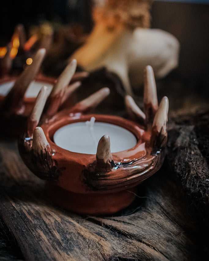Flamme sylvestre - Bougeoir bois ce cerf - bougeoir en céramique fait main