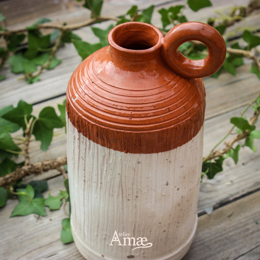 Jarra artesanal de terracota - Cerámica hecha a mano - Roble viejo