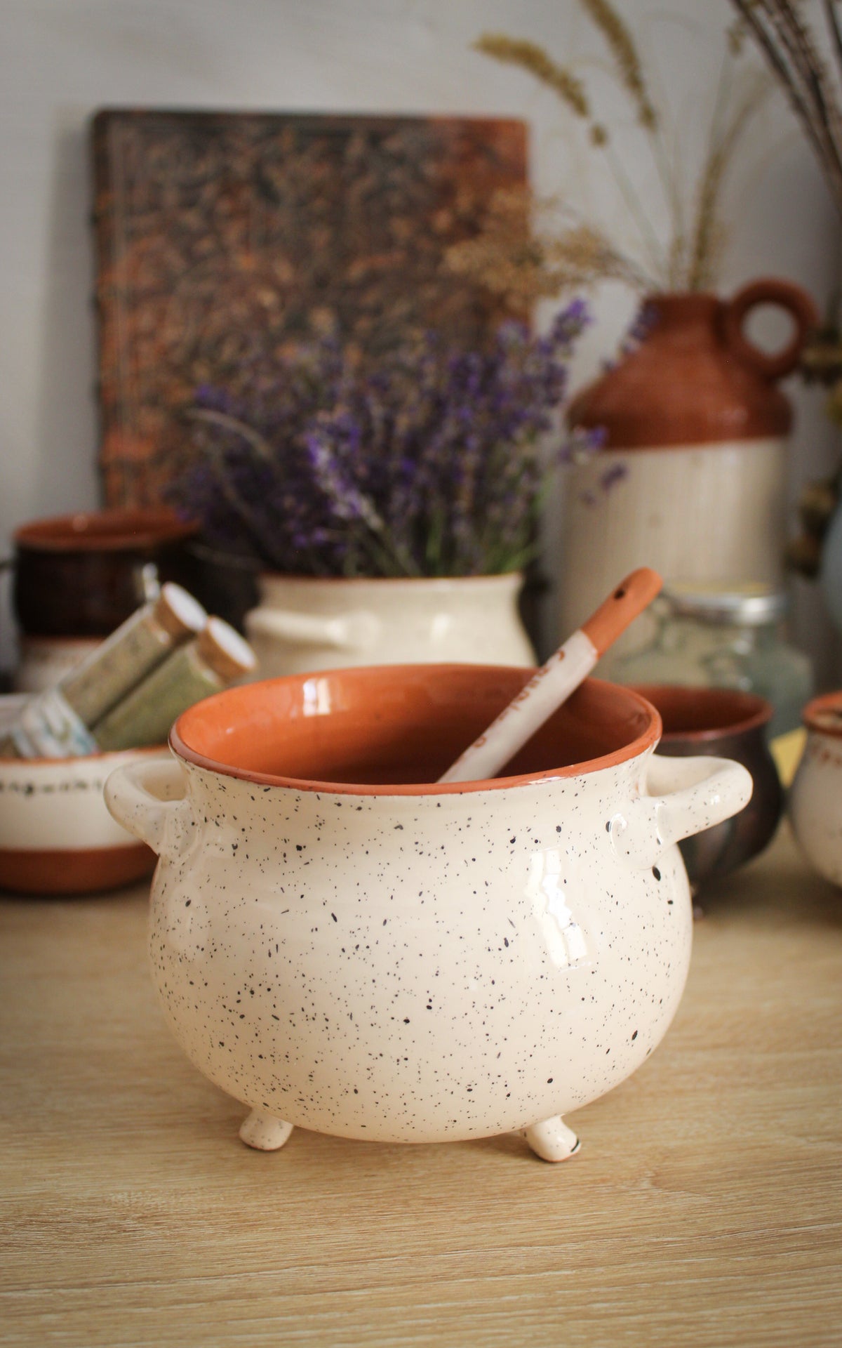 White Celestial Ceramic Cauldron - Handmade - Magical