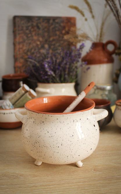 White Celestial Ceramic Cauldron - Handmade - Magical