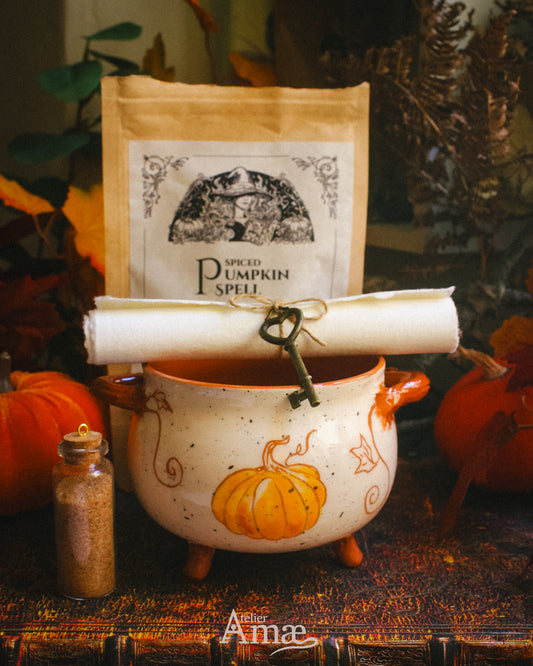 Set de regalo de bolas de calabaza: taza o caldero + té de calabaza con especias 🎃🍵