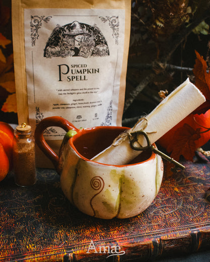 Set de regalo de bolas de calabaza: taza o caldero + té de calabaza con especias 🎃🍵