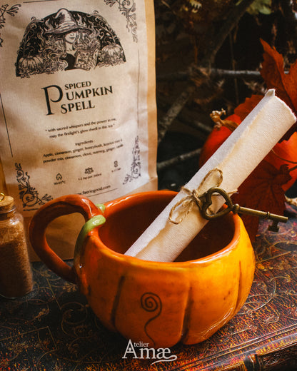 Set de regalo de bolas de calabaza: taza o caldero + té de calabaza con especias 🎃🍵