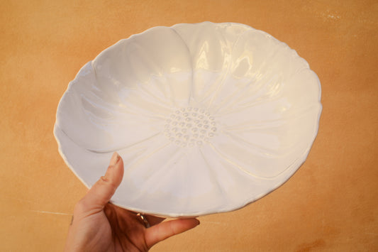 Plat Fleur en céramique fait main, 5 couleurs pastel, Joli Cadeau