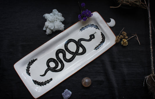 Plato Serpiente de Cerámica - Artesanía Mística y Única