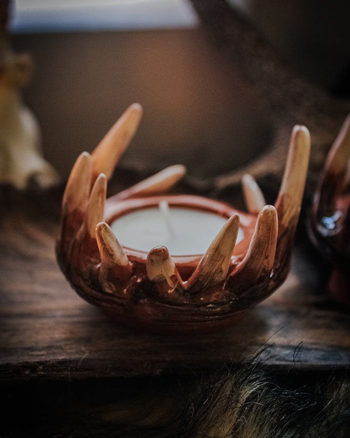 Flamme sylvestre - Bougeoir bois ce cerf - bougeoir en céramique fait main