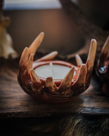 Flamme sylvestre - Bougeoir bois ce cerf - bougeoir en céramique fait main