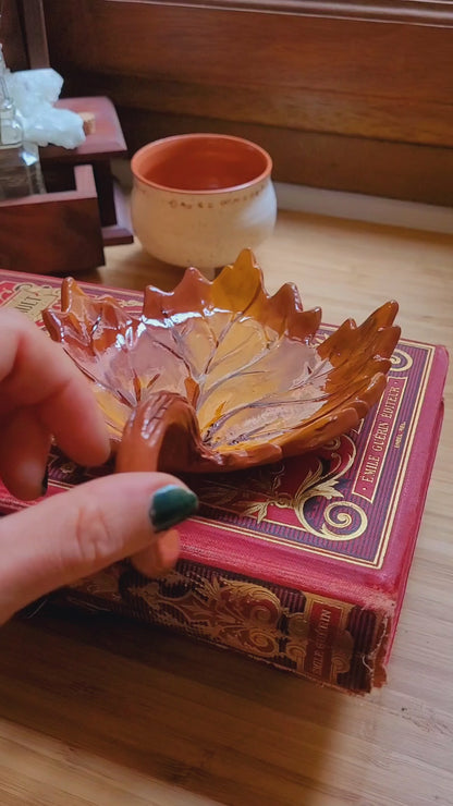 Bougeoir Feuille d'Automne en Céramique Fait main - Décoration automne