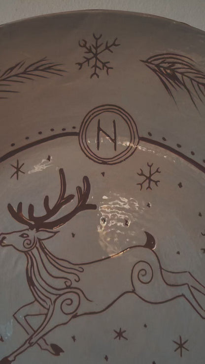 Grand Plat de Yule- Céramique gravée à la main