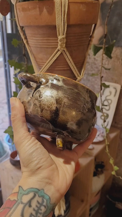 Chaudron Pailleté Obscurial en Céramique - Fait Main - Hypnotisant