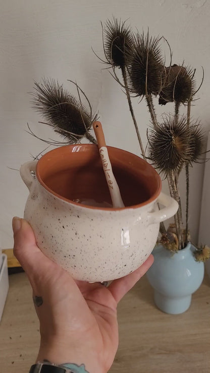 White Celestial Ceramic Cauldron - Handmade - Magical