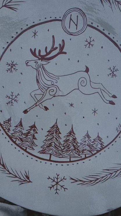 Grand Plat de Yule- Céramique gravée à la main
