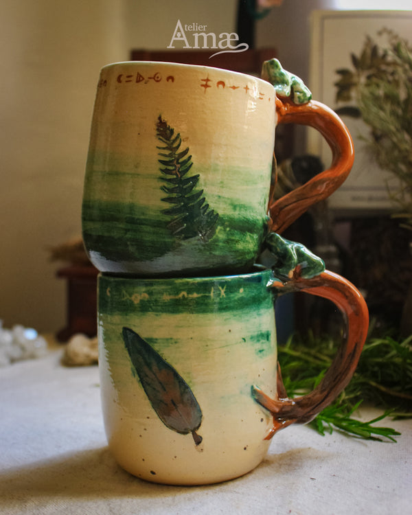 Mug infuseur Feuille & Pimprenelle - céramique fait main