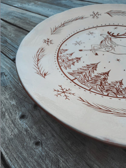 Grand Plat de Yule- Céramique gravée à la main