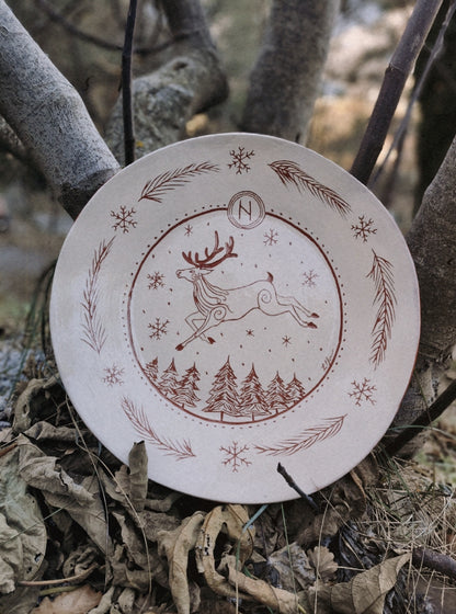 Grand Plat de Yule- Céramique gravée à la main